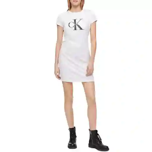 Tala S, M O L - Vestido Mujer Calvin Klein Monogram Logo White