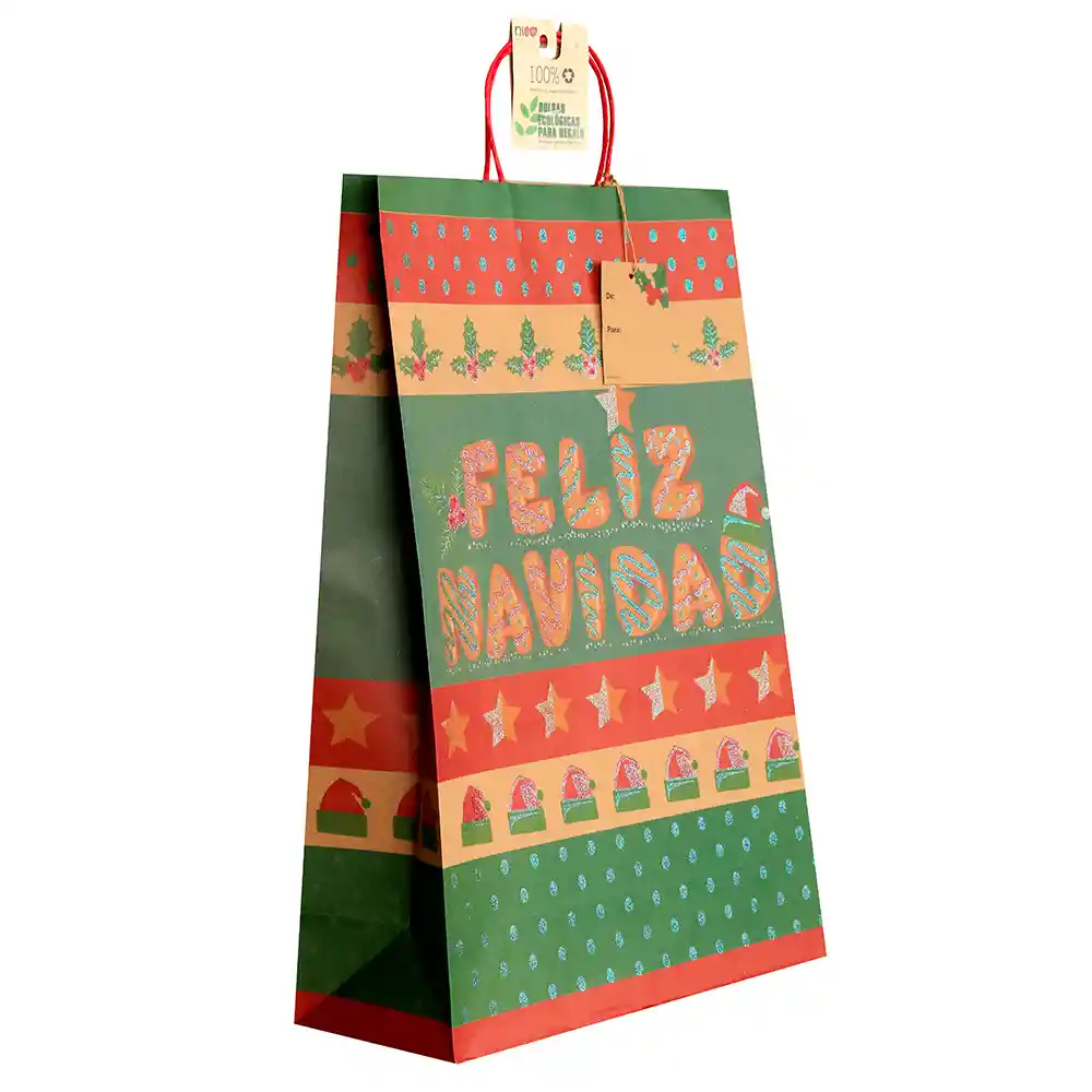 Kraft Bolsa De Regalo Ws Extra Grande Feliz Navidad