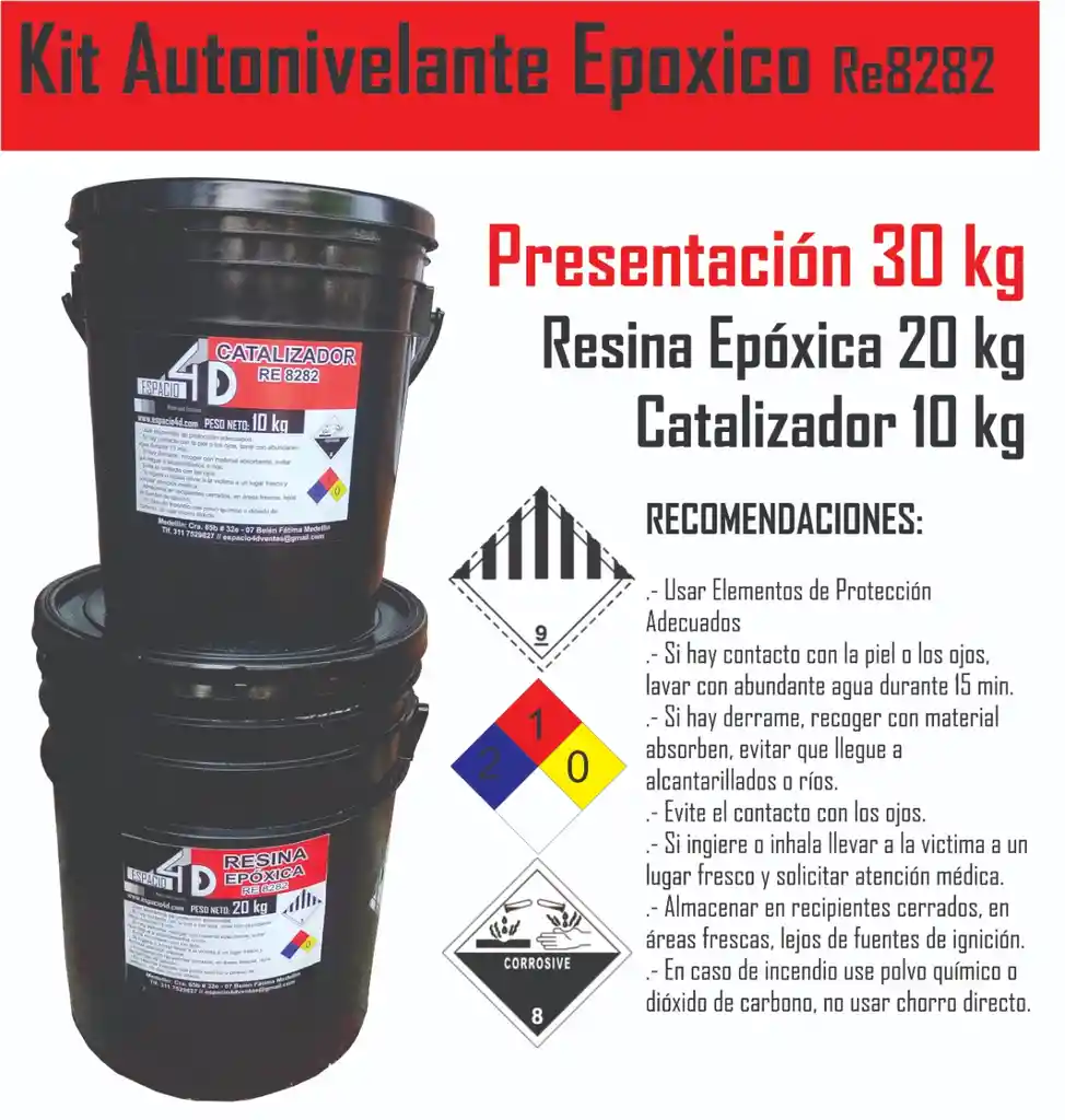 30kg Resina Epoxica 2 A 1 Para Mesas Y Pisos