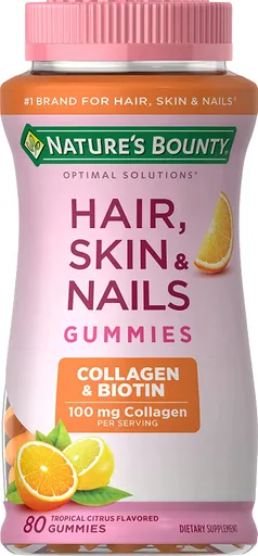 Hair, Skin y Nails Gummies de Nature's Bounty 80 Gomas con Biotina y Colageno Americana Original