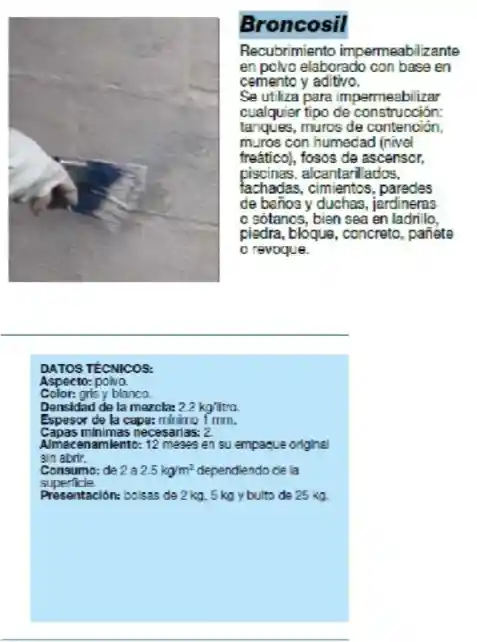 Impermeabilizante Broncosil *25 Kilos Gris Pozos ,paredes