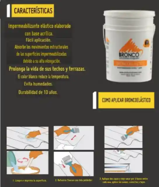 Impermeabilizante De Cubiertas Bronco Elastico Cuñete Gris