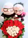 Rosas Medellin En Caja Corazon Muñecos Viejitos Up Cumpleaños O Aniversario, San Valentín