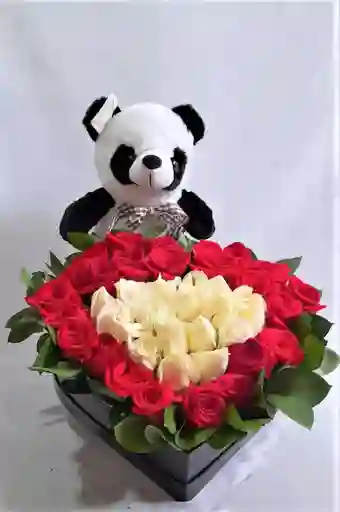 Rosas Medellin En Caja Corazon Y Peluche Feliz Aniversario Cumpleaños, Feliz Dia, San Valentín