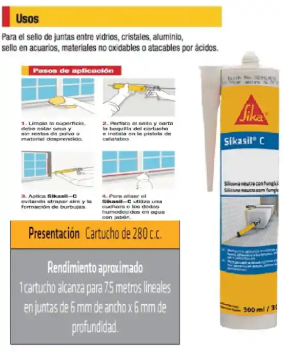 Sikasil C Silicona Para Acuarios En Vidrio