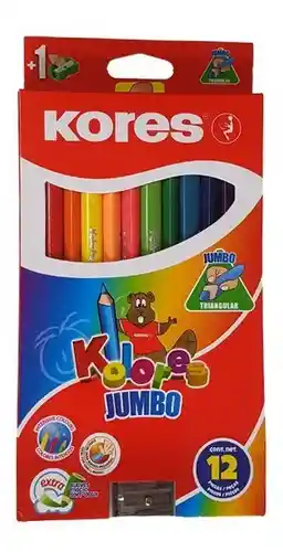 Caja De Colores Kores Jumbo (gruesos) X12 Unds Unipunta