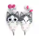 Audífonos/auriculares Con Cable De Gato De Dibujos Animados ojos abiertos