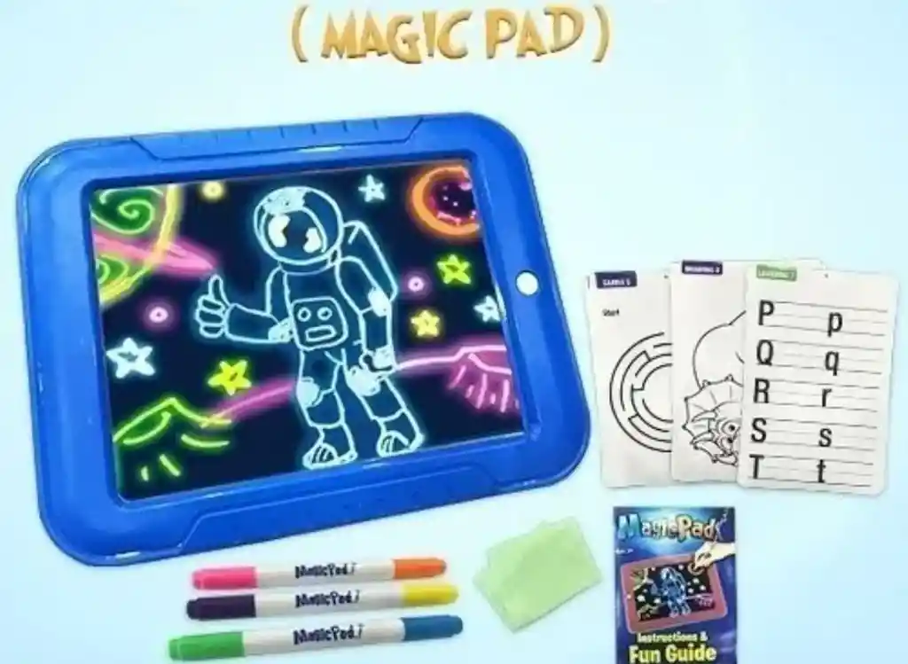 Tableta Dibujo Magic Pad Tablero Magico Luz 6 Marcadores