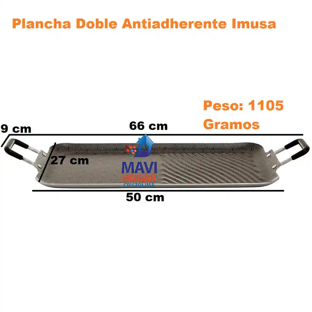 Imusa Plancha Antiadherente Doble Para Asar 50X27 Cm