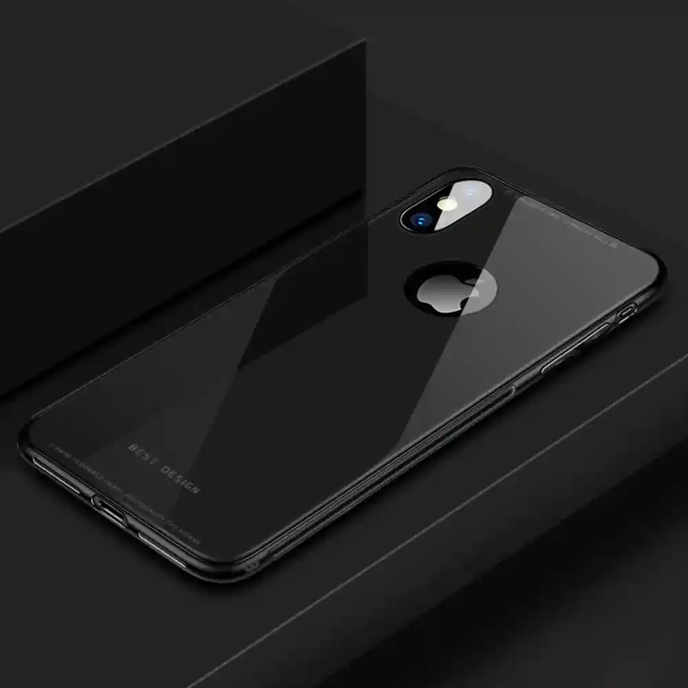 Estuche Carcasa Protector Vidrio Templado IPhone X- NEGRO