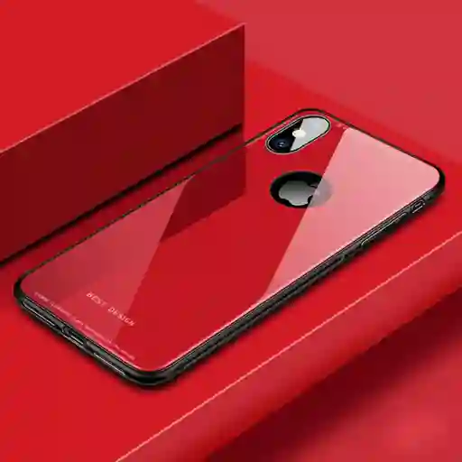 Estuche Carcasa Protector Vidrio Templado IPhone X - ROJO