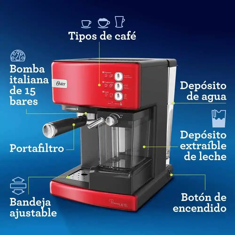 Oster Cafeteraautomatica De Espresso Capsulas Roja Primalatte Bvstem6603R