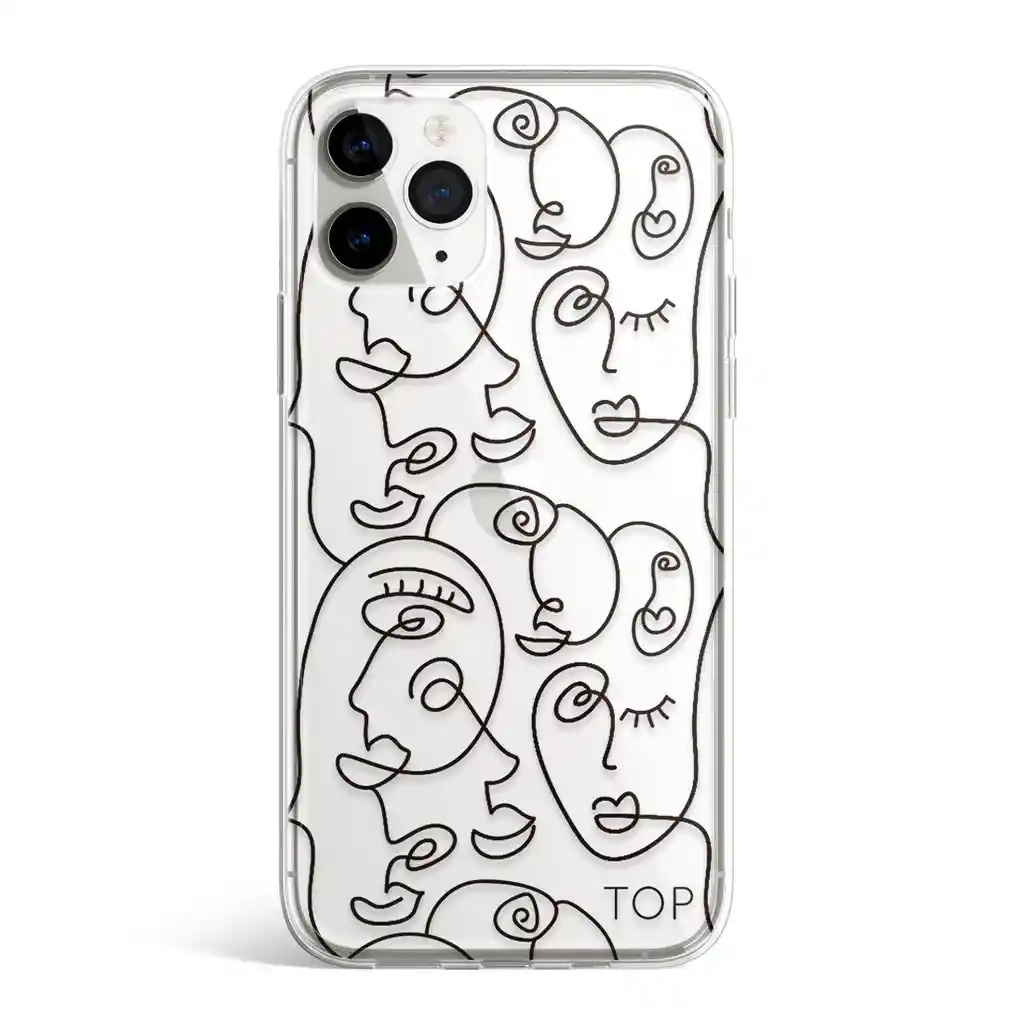 iPhoneCase/Forro Line Art Faces 12 (Lineas Negras)