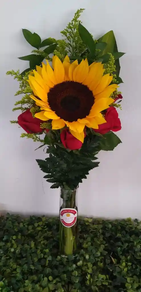 Solitario rosas y girasol