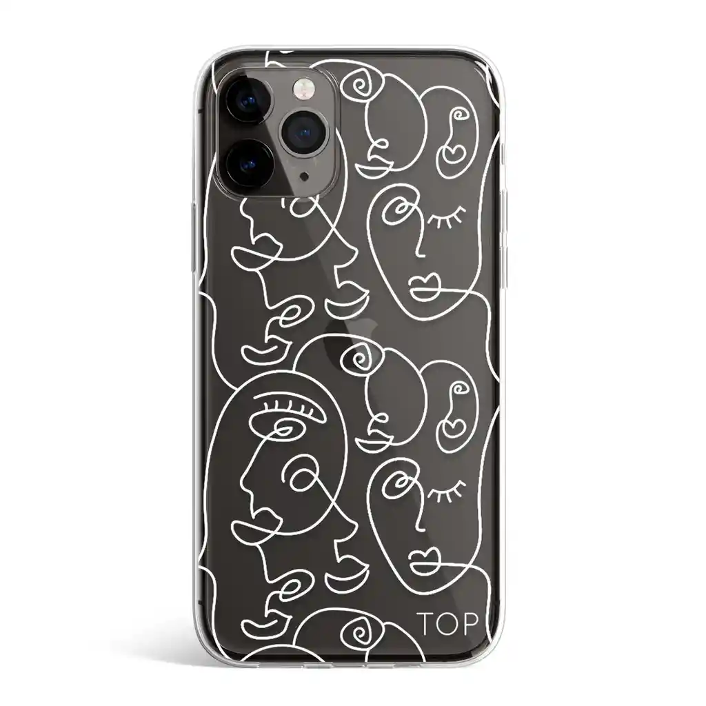 iPhoneCase/Forro Line Art Faces 11 (Lineas Blancas)