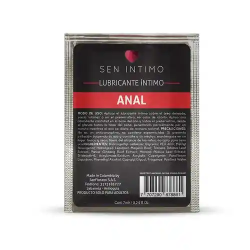 Sen Intimo Lubricante Intimo Anal X 7 Ml Sachet