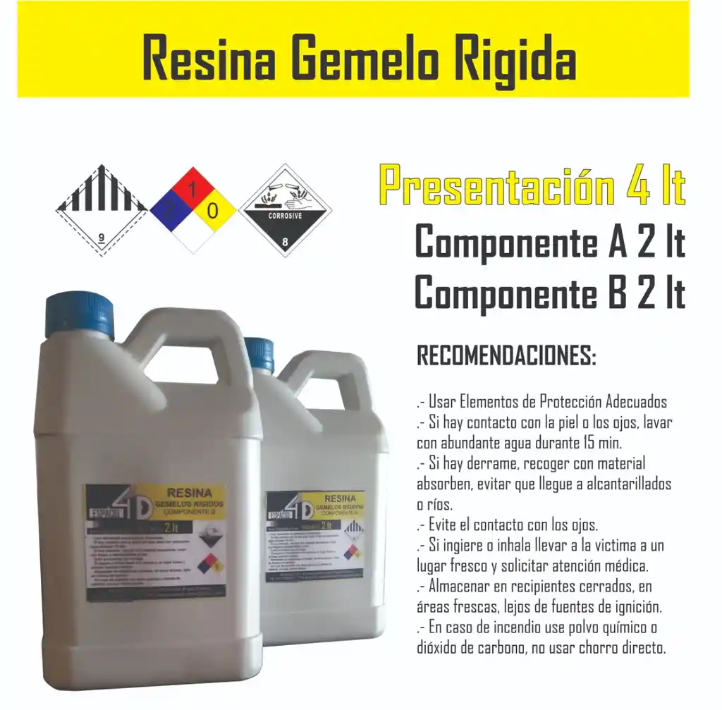 4lt Resina Epoxica Gemelos Rigido Para Bisutería Y Artesanía