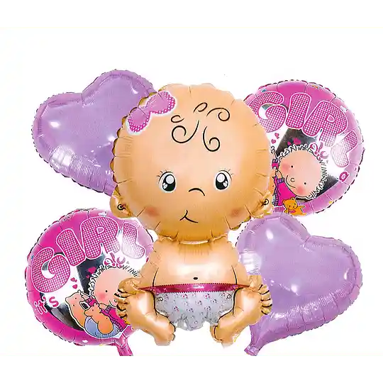 Globos baby shower niña x 5