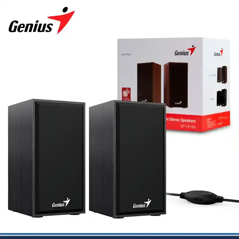 Parlantes Genius Sp-hf180 De 6w Madera Negros Usb