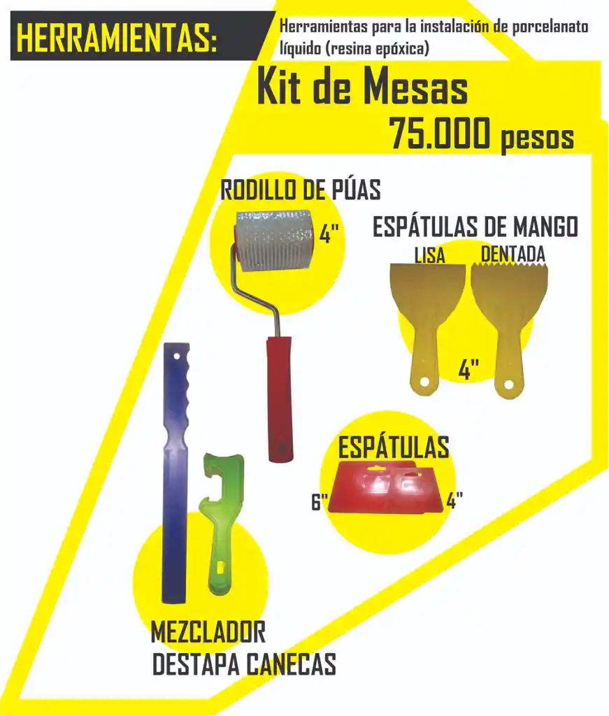 Kit de herramientas para resina epoxica