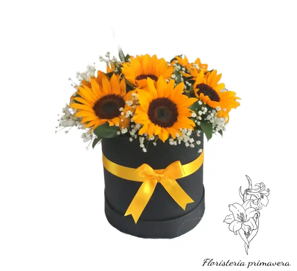 girasoles en caja de regalo