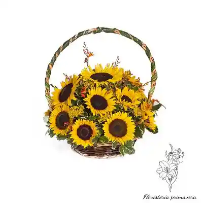 girasoles en canasta 