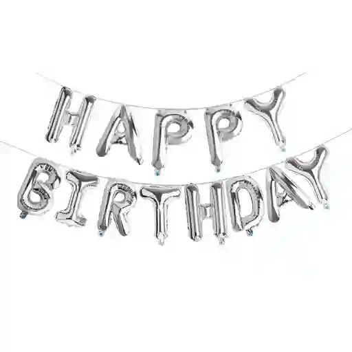 Silver HAPPY BIRTHDAY letters balloons