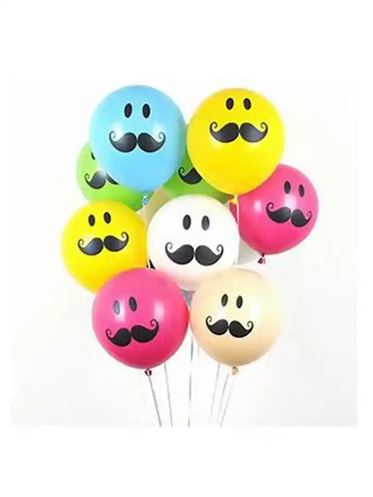 Globo Bigotes, Feliz Dia * 10 Unidades, R12, Bombas Favorito