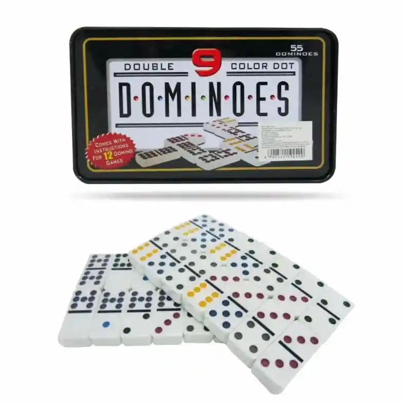 Juego De Mesa Domino Con 9 Números Colores Caja De Lujo