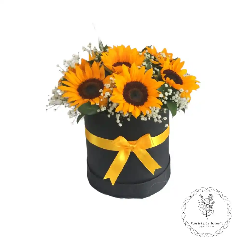 girasoles en caja de regalo 