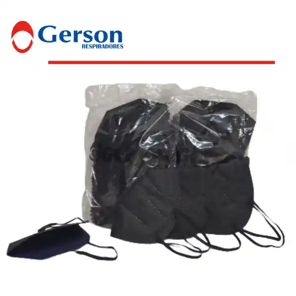 Tapabocas Ergonómico Gerson 2 Capas Color Negro  - 20 Unidades