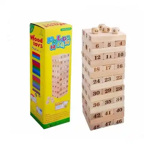 Juego Didáctico Torre Madera Bloques 48 Pz Env Inmediato