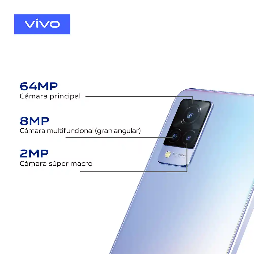  Celular Vivo V21 Azul 8/128Gb Selfie 44Mp+ Banda 