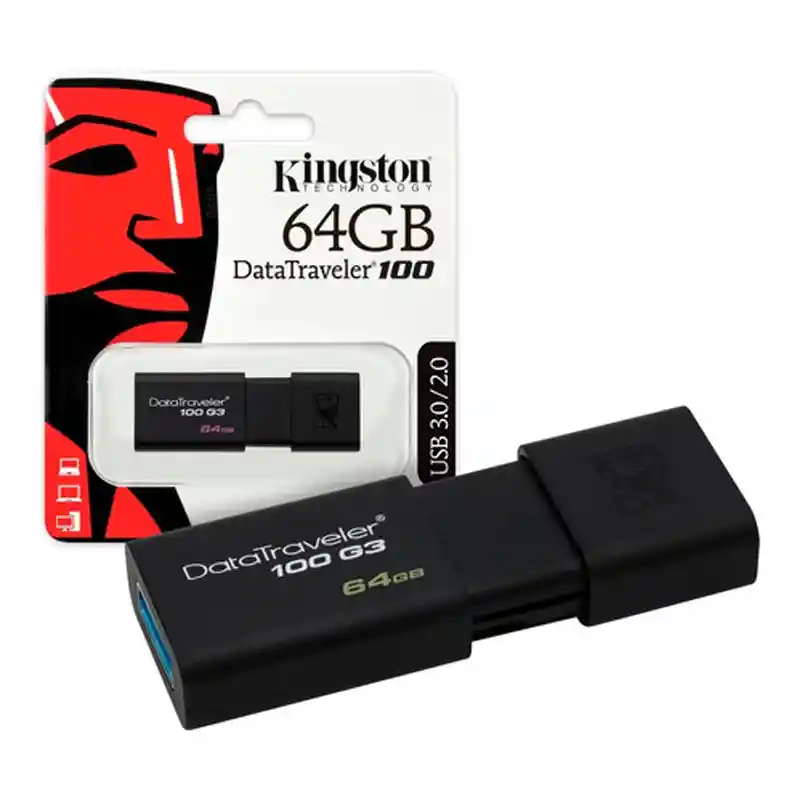 Kingston Memoria Usb64Gb Dt100 G3 Usb 3.1 Retractil