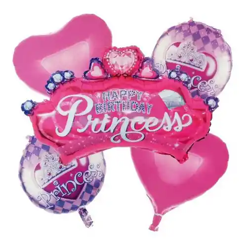 Globos Metalizado Princesa 5 piezas 