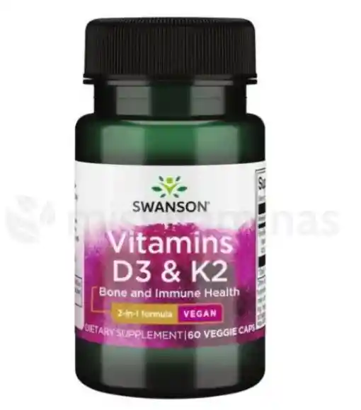 Vitamins D3 K2 Swanson 60 Capsulas