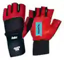 Guantes Para Pesas Gimnasio 100% Cuero Con Muñequera Rojo