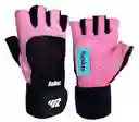 Guantes Para Pesas Gimnasio 100% Cuero Con Muñequera Mujer Rosado 