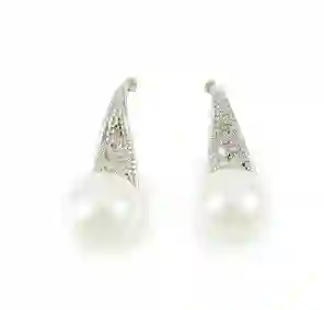 Aretes Platinados Con Perla
