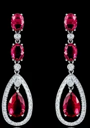 Aretes Largos Circones Rojos