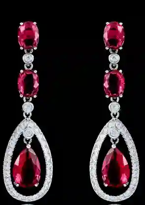 Aretes Largos Circones Rojos