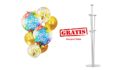 Kit Globos Cumpleaños Gratis Base Bomba Celebración Fiesta