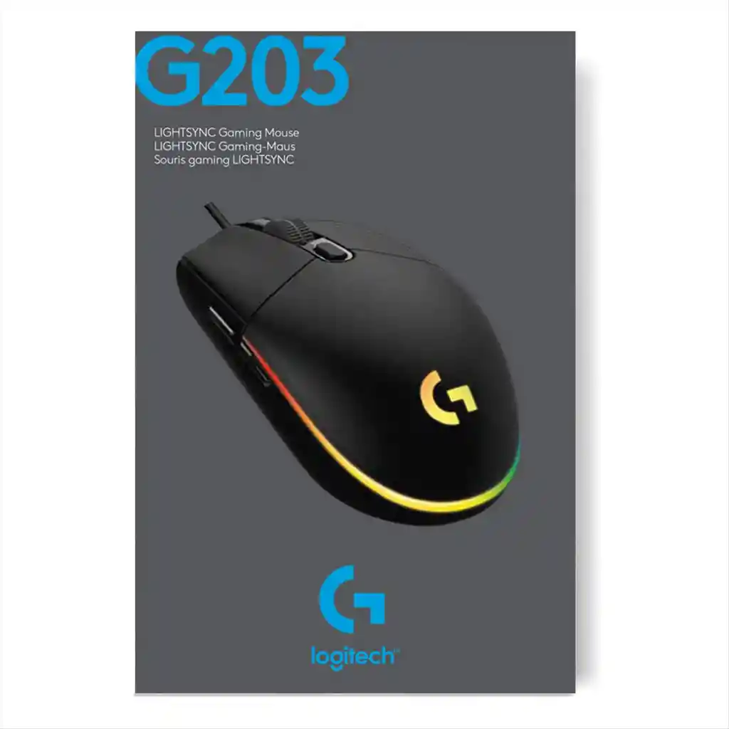 Logitech Mouse Gamer G203 Lightsync Rgb. 6 Botones / 8000Dpi Negro