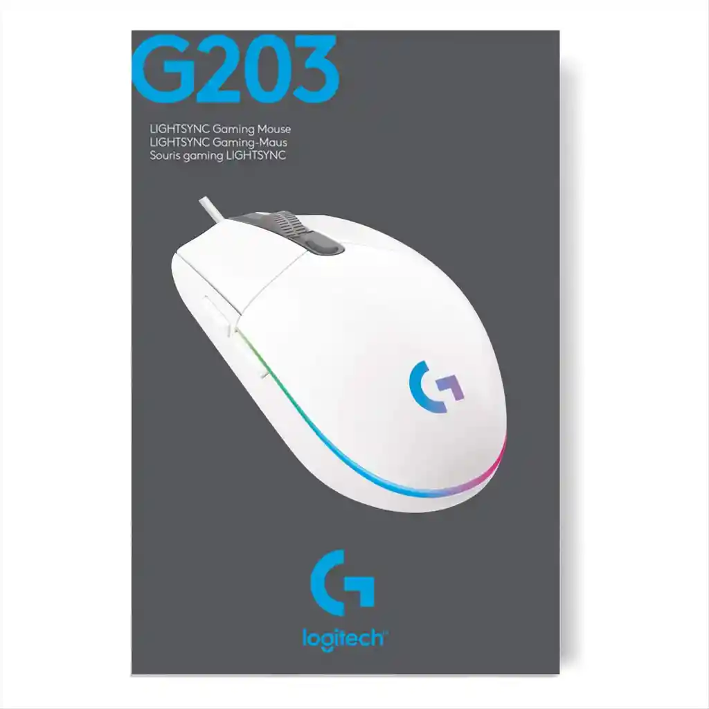 Logitech Mouse Gamer G203 Lightsync Rgb. 6 Botones / 8000Dpi Blanco