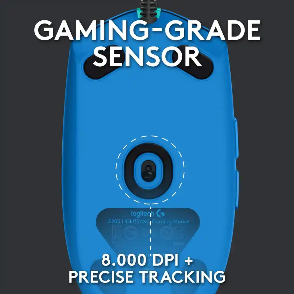 Logitech Mouse Gamer G203 Lightsync Rgb. 6 Botones / 8000Dpi Azul