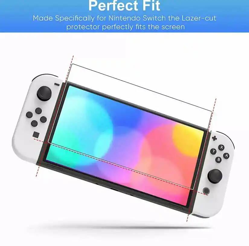 Nintendo Switch Vidrio Templado + 2 Grips Para Oled