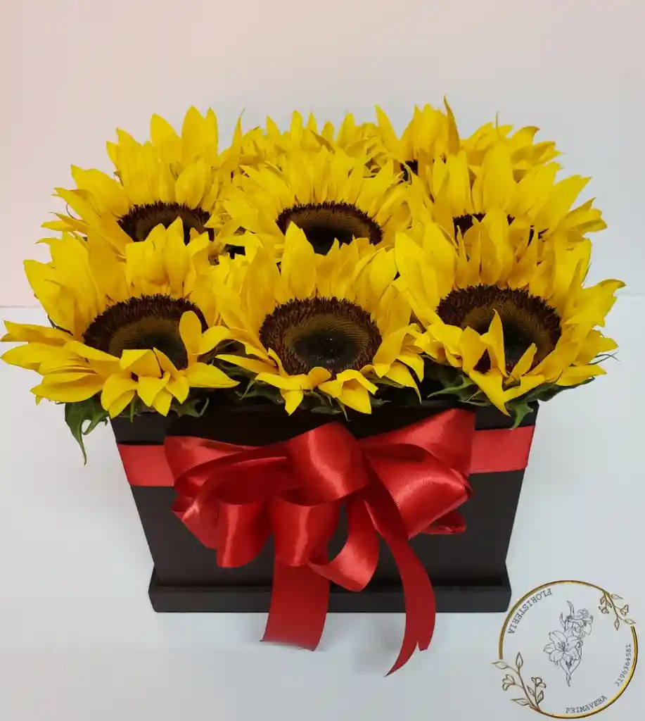 Girasoles En Caja De Regalo