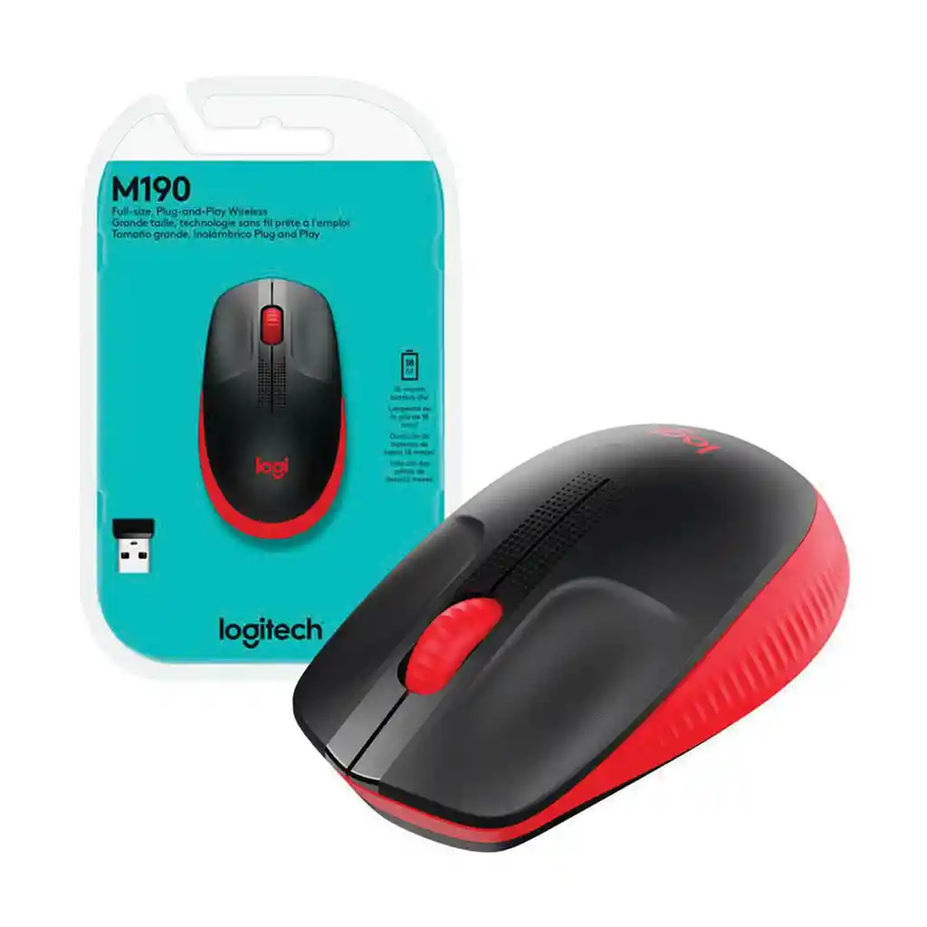 Logitech Mouse Inalambrico M190 Rojo