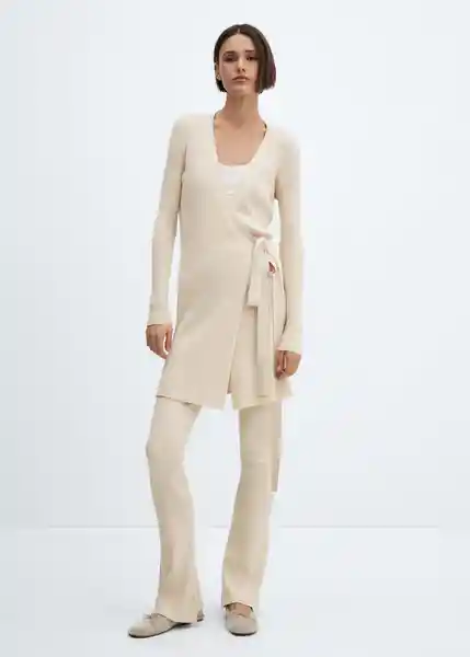 Pantalón Flare Beige Talla S Mujer Mango