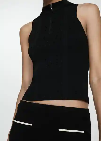 Top Silvia Negro Talla M Mujer Mango